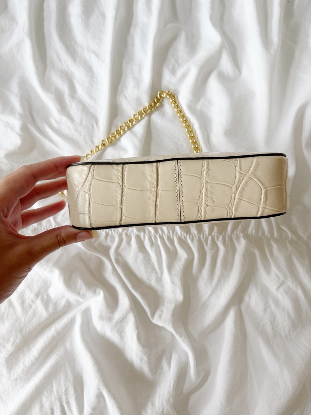 COACH Nolita 20 Croc Embossed Beige Leather Wristlet Pouch - Picture 4 of 15